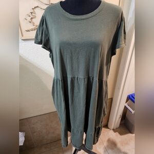 TIME And TRU Olive XXXL DRESS, Cap Sleeves, Waist And Hem Ruffles
